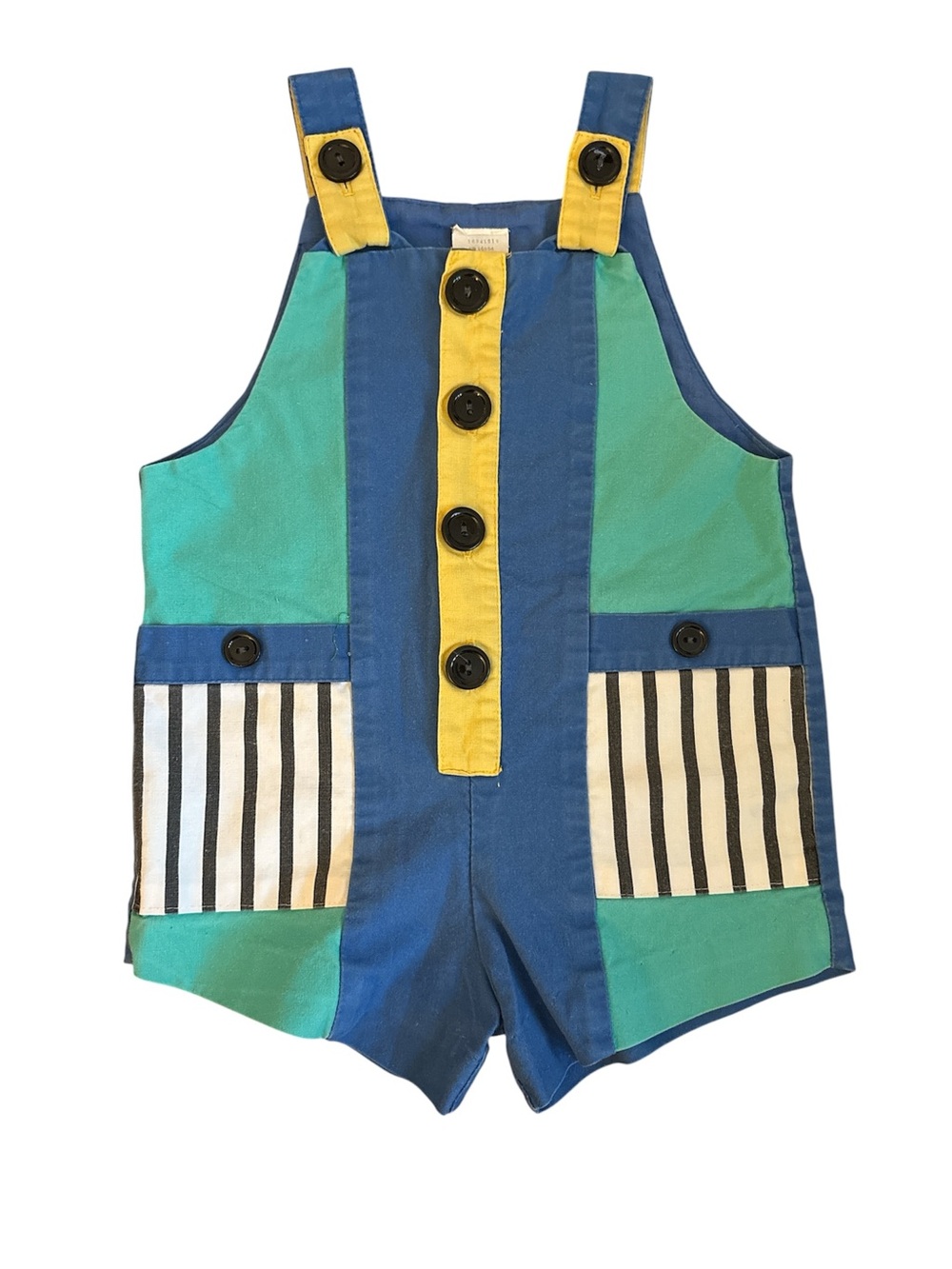 Vintage romper baby boy 80s 90s buttons stripes color block